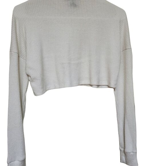 Publik sweater womens size small white turtleneck ribbed cropped short l - Picture 4 of 8